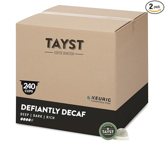 Tayst Coffee Pods, Defiantly Decaf Dark Roast, K Cups Compatible with Keurig Coffee Maker, Sustainable Single Serve, Pack of 240