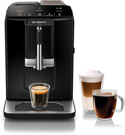 Bosch 300 Series Fully Automatic Espresso and Coffee Machine ??In-Cup Frother, OneTouch Milk Drinks, 5 Drink Options, Ceramic Grinder, Easy Clean & Descale, in Black TIU20109