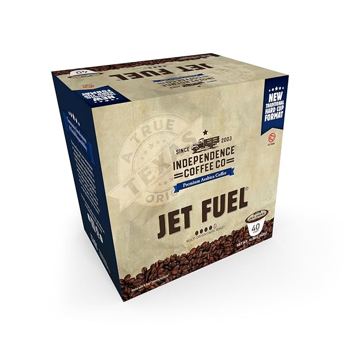 Independence Coffee Co. Jet Fuel Intense and Heavy Body, Dark Roast, Single Serve Coffee K Cup Pods, 40 Count