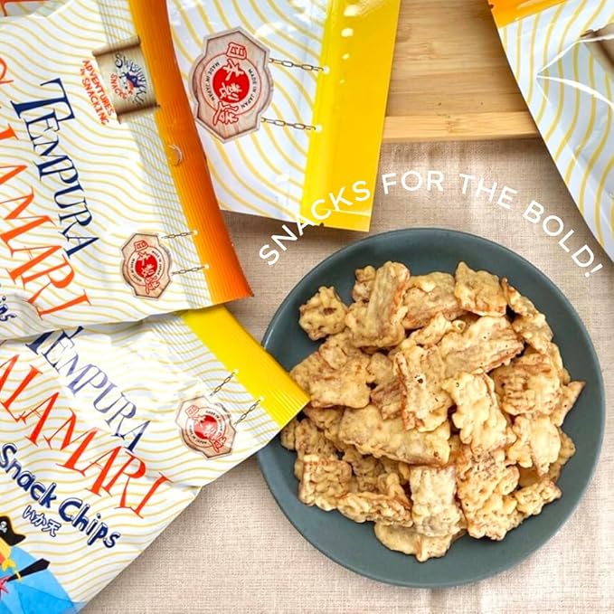 Swashbuckle Snacks Crispy Tempura Calamari Snack Chips Curry Flavor 5.29oz, Made in Japan, Otsumami