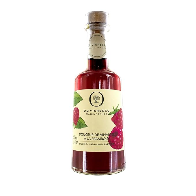 Raspberry Vinegar by Oliviers & Co | Sweet & Tangy Fruit Vinegar from Portugal | Perfect for Duck, Salads, Red Fruit Desserts & Cocktails | 8.5 fl oz