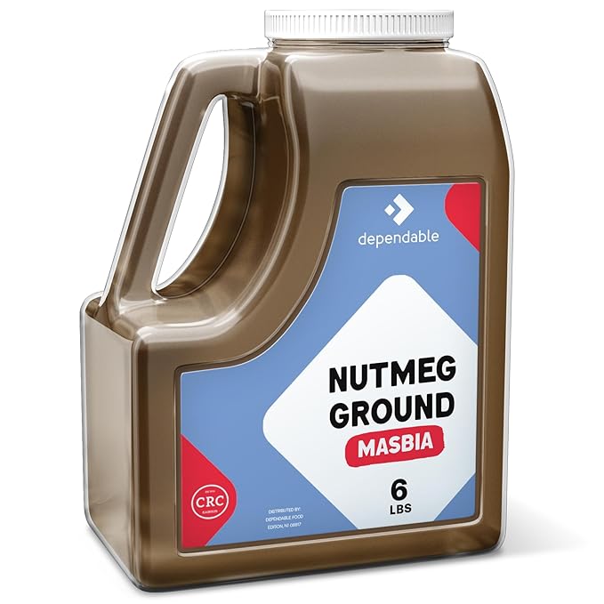 Dependable Foods Ground Nutmeg – 6 Lb. Bulk Jar - Non-GMO, Kosher, Salt-Free, Allergen-Free Seasoning | Exquisite Spice Fusion