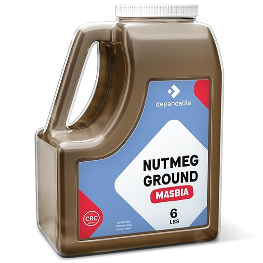 Dependable Foods Ground Nutmeg – 6 Lb. Bulk Jar - Non-GMO, Kosher, Salt-Free, Allergen-Free Seasoning | Exquisite Spice Fusion