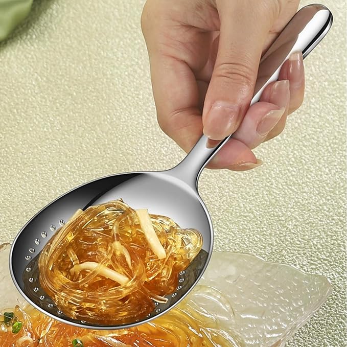 Slotted Serving Spoon 18/8 Stainless Steel, 7.87" Large Metal Slotted Spoon with Short Handle, 3.7MM Thick Slotted Utensil for Buffet, Party, Dinner, Restaurants, Kitchen(1 Pack)