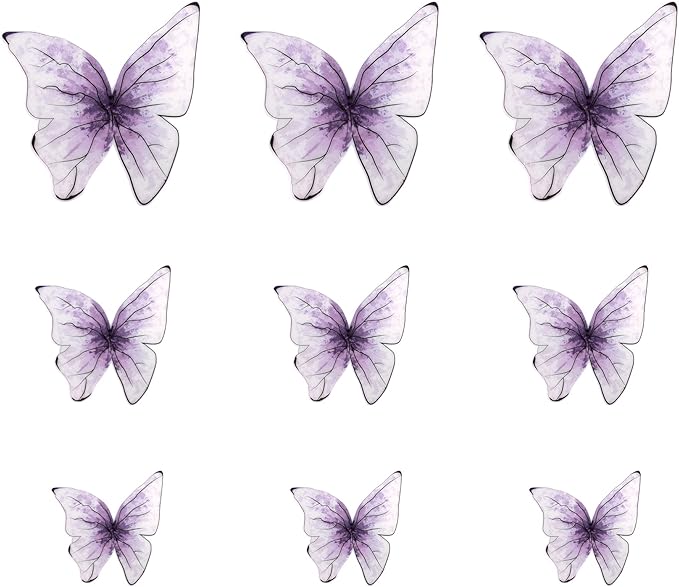 30PCS Butterfly Cake Toppers 3D Purple Butterfly Cupcake Toppers Birthday Party Cake Decorations for Anniversary Wedding Party Baby Shower Wall Decor