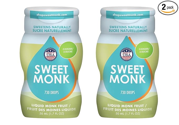 SweetMonk - 100% Pure Original Monk Fruit Sweetener Liquid Sugar Substitute - 1.7oz | No Water Added MonkFruit Extract | 0 Calorie Keto Friendly MonkFruit Drops | Vegan Gluten Free | No Stevia (2-Pack)
