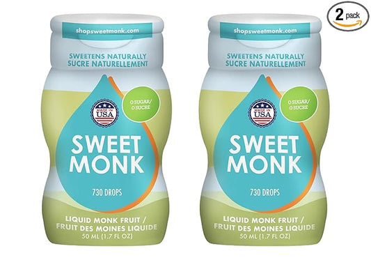 SweetMonk - 100% Pure Original Monk Fruit Sweetener Liquid Sugar Substitute - 1.7oz | No Water Added MonkFruit Extract | 0 Calorie Keto Friendly MonkFruit Drops | Vegan Gluten Free | No Stevia (2-Pack)