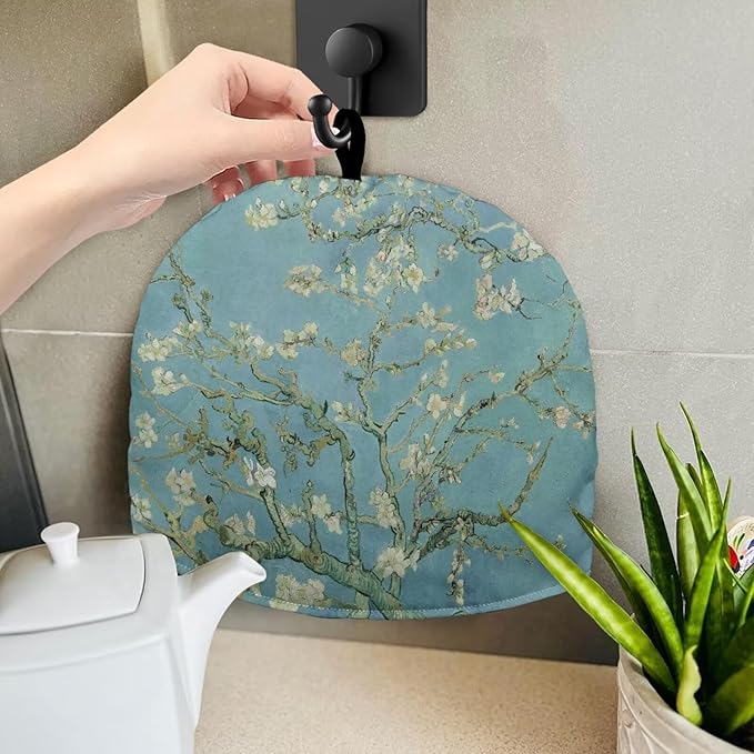 Apricot Blossom Print Tea Cozy Creative Insulated Tea Cosy Extra Thick Home Kitchen Decoration Creative Gifts Dust Teapot Cover Kitchen Accessories for Travel