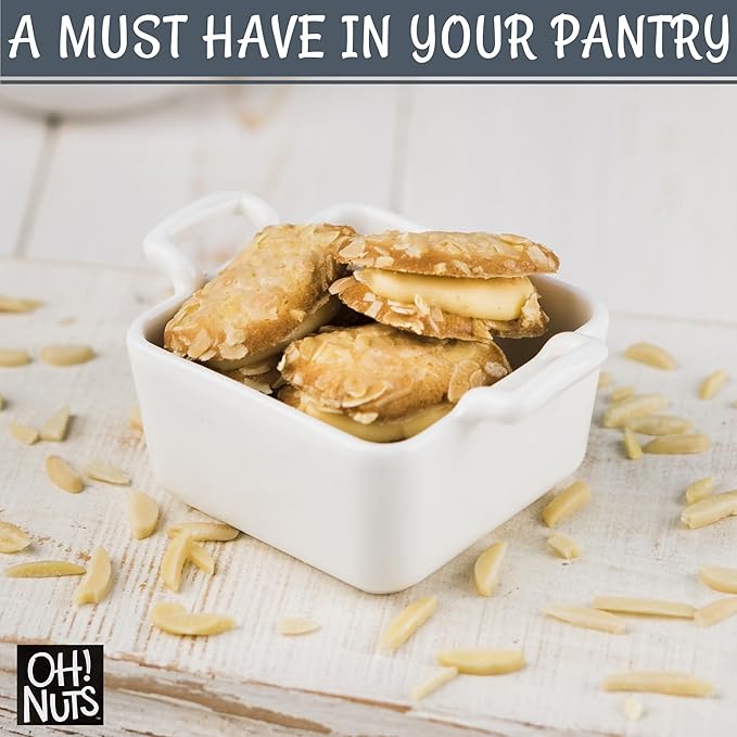 Oh! Nuts Almonds Blanched Slivered - Raw - 100% Natural - 1.5 lb - White Almond Sticks - Packed in New York Zip-Seal Bag for Exceptional Freshness
