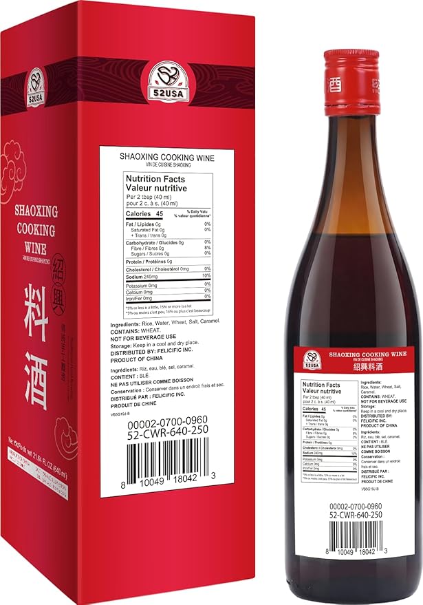 52USA Shaoxing Cooking Wine 21.64 Fl Oz, Missing Secret Ingredient Chinese Cooking Wine, Shaoxing Wine