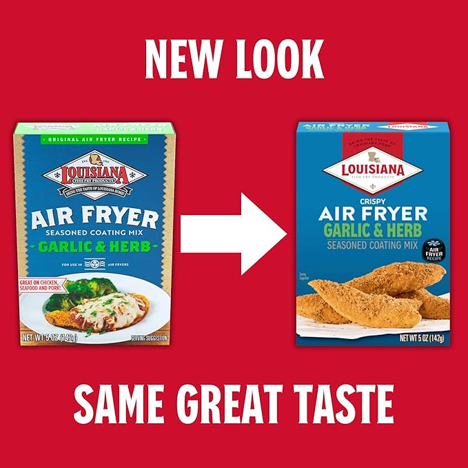 Louisiana Fish Fry, Air Fry Garlic & Herb Mix, 5 oz (Pack of 6)