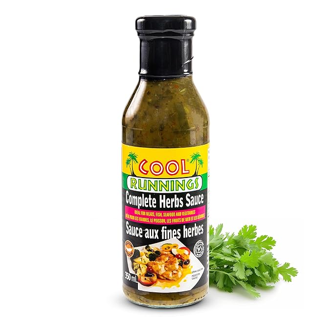 Cool Runnings Complete Herbs Sauce 350 ml - Rich and Savory European Sauce Infused with Fresh Herbs and cilantro, Perfect for Marinades, Roasting, Grilling and Stir-frying Vegetables