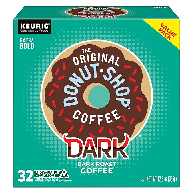 The Original Donut Shop Dark, Keurig Single Serve K-Cup Pods, Dark Roast Coffee Pods, 32 Count