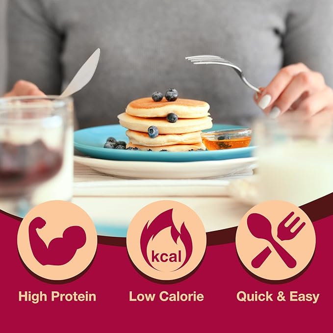 ProtiDIET Blueberry Protein Pancakes - Low Sugar, Low Fat, High Protein Snacks for Adults - Nutritious Meal Replacement - Perfect On-the-Go Protein Pancake Mix - 7 Blueberry Pancakes Per Box