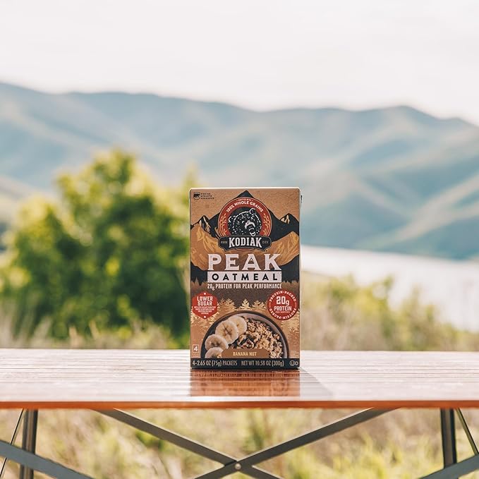 Kodiak Cakes Peak Instant Oatmeal Packets, Banana Nut, High Protein,100% Whole Grains, 6 box with 4 packets each (Total of 24 packets)