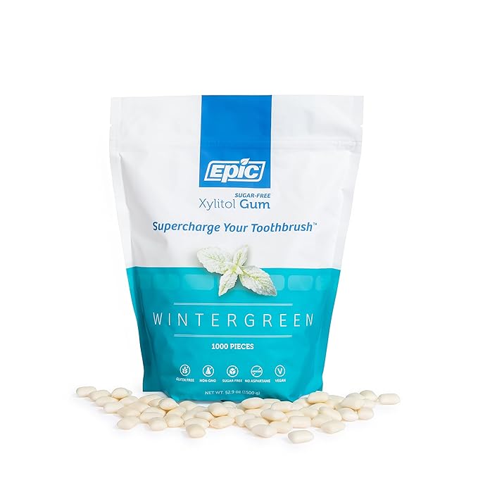 Epic 100% Xylitol Spearmint Chewing Gum - Sugar Free, Aspartame Free Dental Gum - Supports Oral Health & Fresh Breath - 1000 Pieces