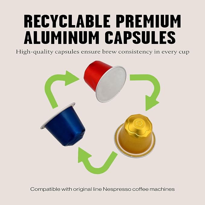 Daddy De Clieu Coffee Pods Discovery Pack, Medium to Dark Roast, Arabica and Robusta, Compatible with Nespresso Original Line Machines, Recyclable Aluminum Capsules, 70 Count