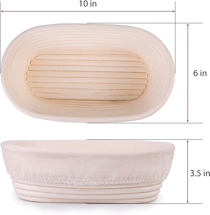 Banneton Bread Proofing Basket, Set 2 Size Sourdough Starter Kit, Sourdough Bread Baking Supplies, Bread Making Supplies Tools (Ovan)