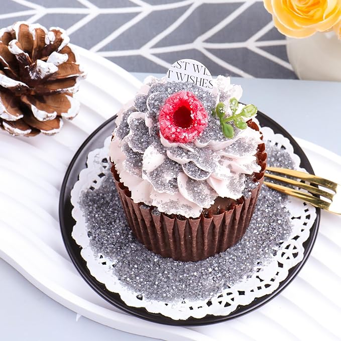 Silver Sanding Sugar Sprinkles, 6.35 Oz Edible Sparkling Sugar Crystals for Baking Cookies Ice Cream Cupcake Cake Decorations
