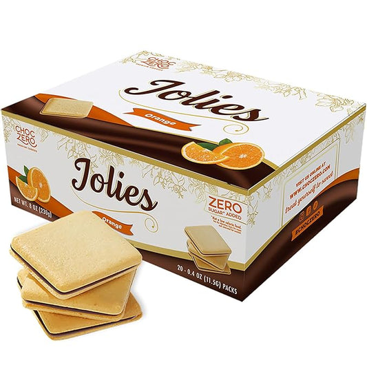 ChocZero Dark Chocolate Orange Jolies ??No Sugar Added Keto Cookies, Gluten Free Sandwich Cookies Made with Real Freeze-Dried Orange, 8oz Box (Pack of 1)