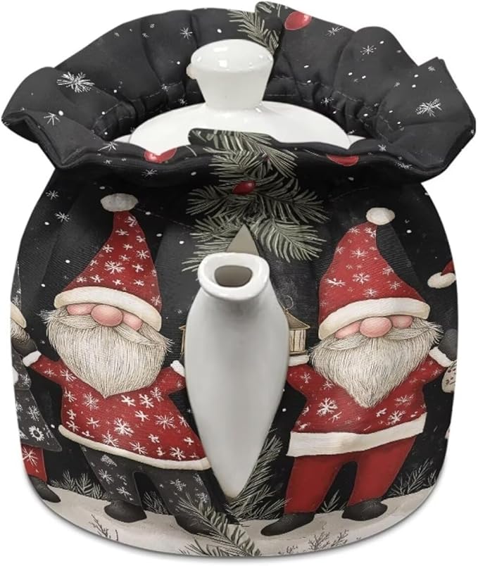 Christmas Gnome Tea Cozy for Teapot Insulated for Keeping Warm Kitchen Home Decorative Accessories Keep Warm Tea Kettle dust Cover for Machine Washable
