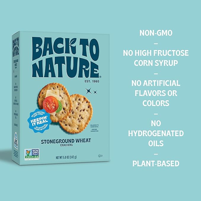 Back to Nature - Stoneground Wheat Crackers - Made with Wholesome Ingredients like Whole Grains and Flax Seed - Non-GMO - 5 Ounce (Pack of 2)