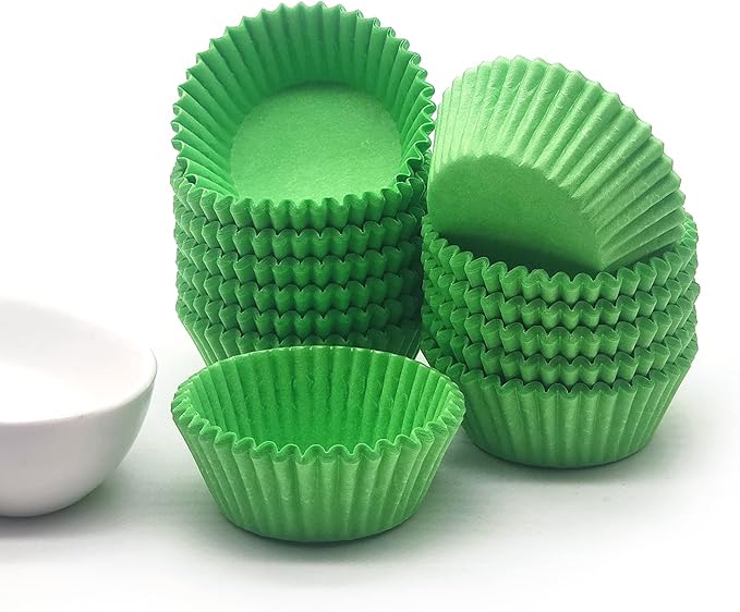 Greaseproof Mini Cupcake Liners, Premium Paper Baking Cups for Party Celebration,(Green, 300-count)