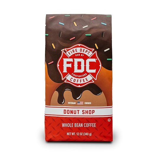 Fire Department Coffee - Gives Back to Firefighters - Sweet & Smooth Donut Shop Coffee Beans - Medium Roast - Roasted in the USA - Veteran Owned - 12 oz