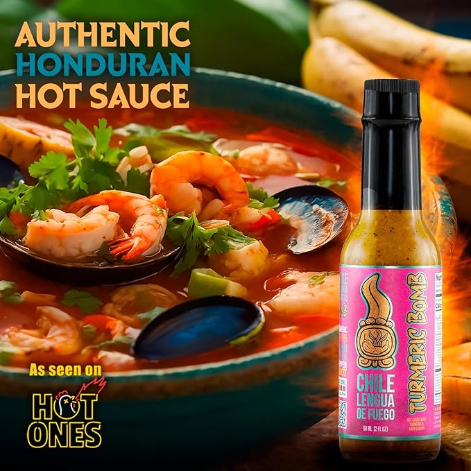 Hot Sauce | Chile Lengua de Fuego (Pack of 3, Turmeric Bomb) – Hot Sauce with Turmeric, Ginger, Scotch Bonnet, Ghost Pepper & Olive Oil
