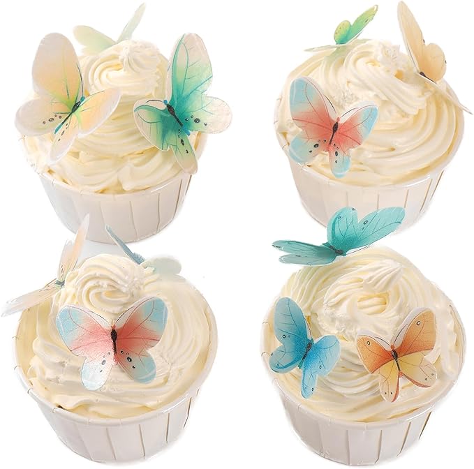 YOcity Edible Butterflies for Cake Decorating 3D Edible Wafer Paper Butterfly Cupcake Toppers for Wedding Baby shower Birthday Party Cupcakes Decorations (40pcs Mix Color and Assorted Size)