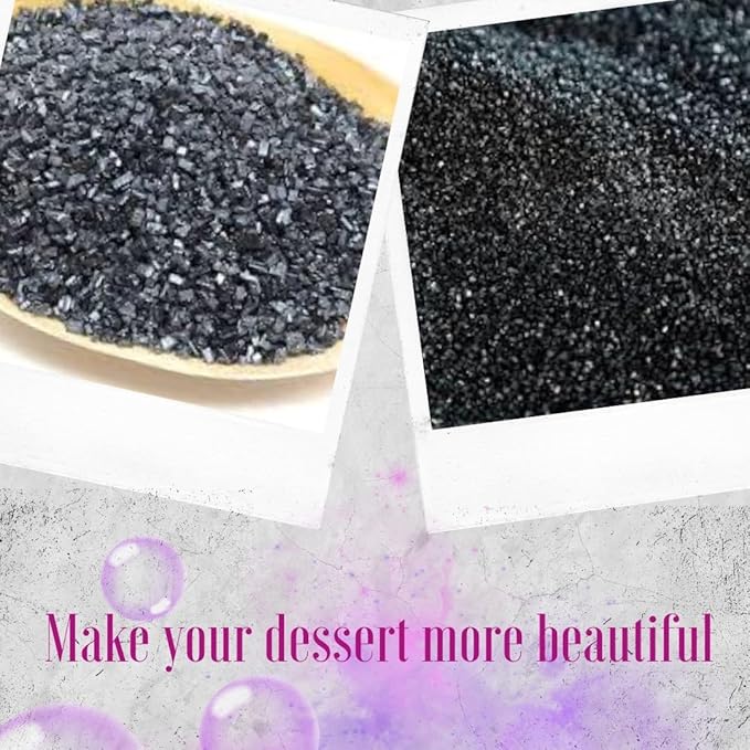 Jellybeans Food Sanding Sugar - Sparkly Sugar Crystals - Sanding Sugar For Cake & Cookies - Special Sanding Sugar - Grains Decorative Sanding Sugar (Black, 1 LB)