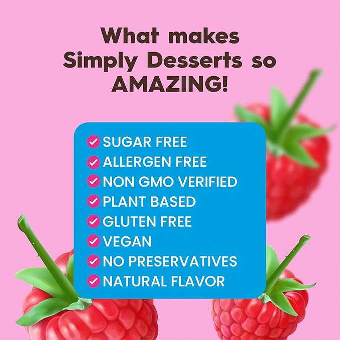 Simply Desserts Sugar-Free Raspberry Jel, 6-Pack ??Vegan Dessert, Keto Snacks, Diabetic Friendly & Kosher, 1.7 Oz Ea
