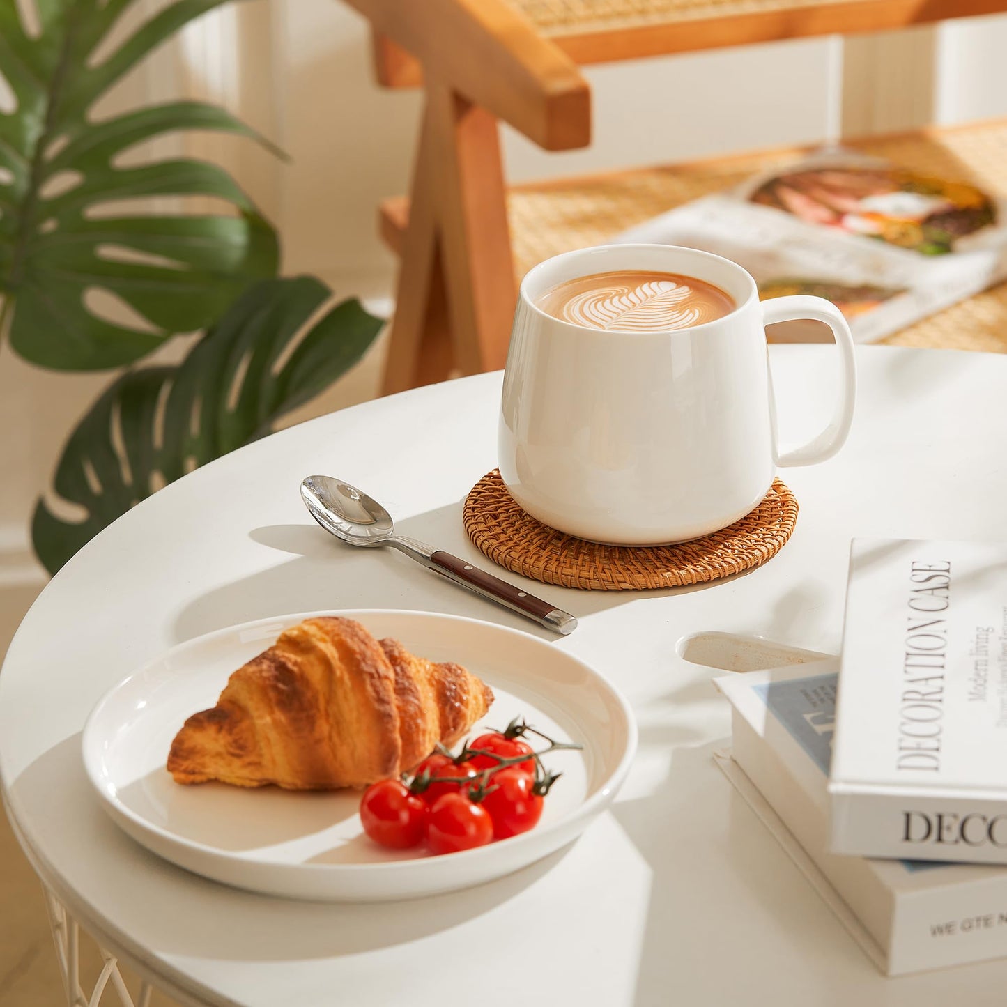 Teocera 16oz Ceramic Coffee Mugs Set of 4 – Stackable Latte Cups, Microwave, Dishwasher & Oven Safe