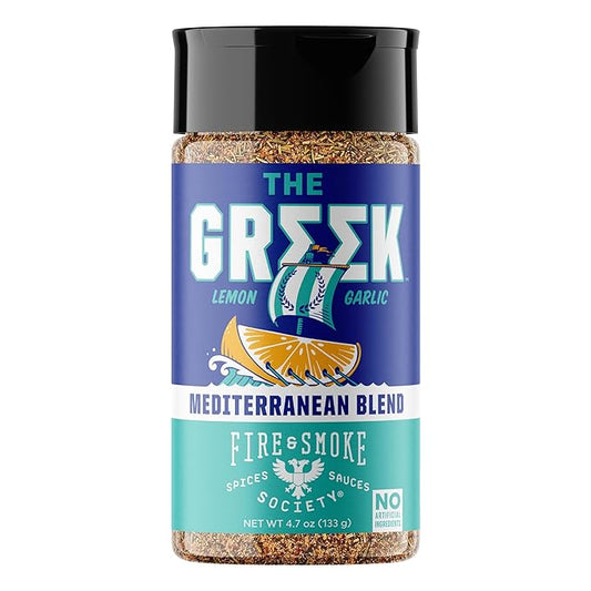 Fire & Smoke Society The Greek Seasoning Blend | Mediterranean Seasoning & Flavors for Fish, Shrimp, Lamb, Pork | M 4.7 oz