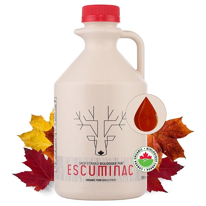 Escuminac Organic Canadian Maple Syrup ??Great Harvest, Medium Rich Taste, 33.8 fl oz Family Size Bottle ??100% Pure, Grade A, Single Origin from Quebec