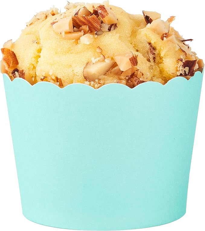 Panificio 3 Ounce Cupcake Wrappers, 200 Scalloped Baking Cups - Oven-Ready, Greaseproof, Turquoise Paper Cupcake Liners, Disposable, For Birthdays, Baby Showers, Or Weddings - Restaurantware