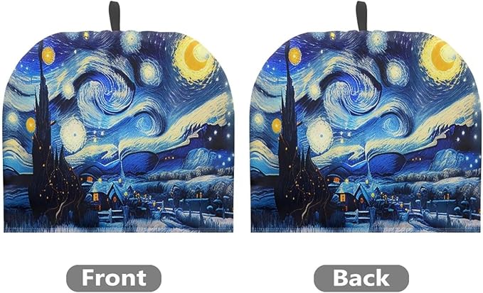 Oil Painting Starry Night Tea Cozy for Teapot Dome Teapot Cover Customized Teapot Covers with Handle Dust Cover Kitchen Kettle Dust Cover Can Hung and Folded (Blue)