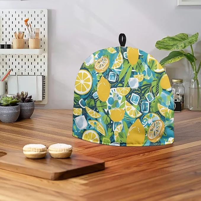 Lemon Insulated Tea Cosy Protector with Top Hanging Loop Dust Proof Kettle Cover Warm Keep Cozy Heat Resistant for Home Restaurant Kitchen Decor Cozies for Mug