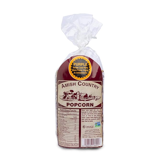Amish Country Popcorn | 1 lbs Bag | Purple Popcorn Kernels | Old Fashioned, Non-GMO and Gluten Free (Purple - 1 lbs Bag)