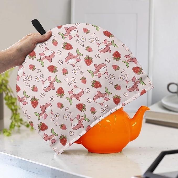 Large Tea Cozy for Teapot Pink Shark Print Extra Thick Tea Pot Cover Home Kitchen Decoration Insulated Teapot Cozy Dust Kitchen Accessories for Home Daily