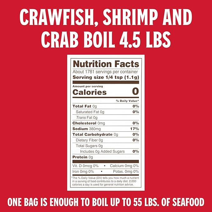 Louisiana Fish Fry Products Crawfish, Shrimp & Crab Boil Seasoning - Spicy & Delicious Seafood Powder Complete Seasoning - Low Salt Cajun Seasoning 4.5 lbs (Pack of 2 Bags)