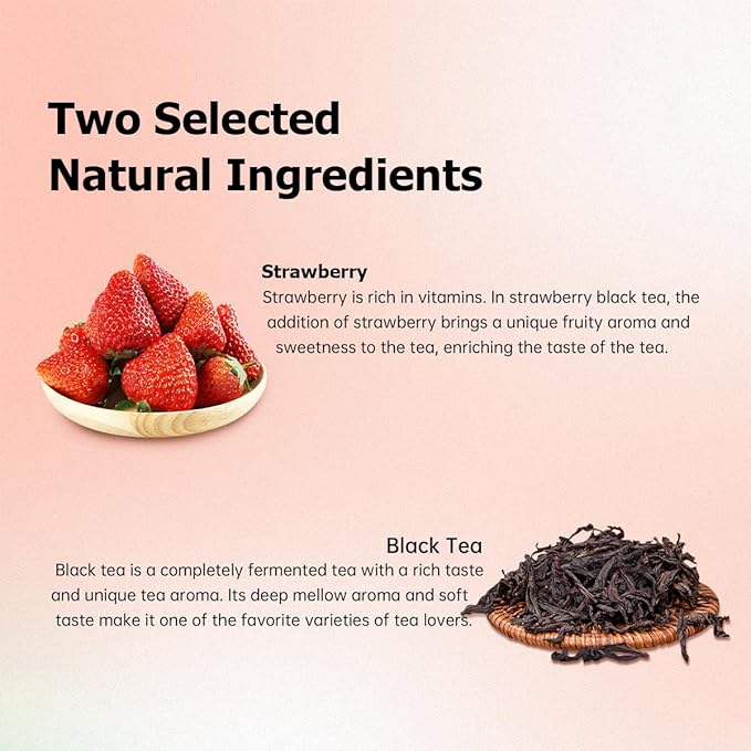 HANFANGLING Strawberry Black Tea, 100% Natural Loose Leaf, Blend Of Strawberry Fruit And Black Tea Aroma