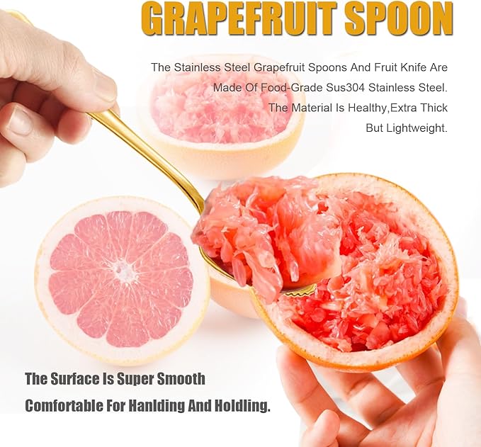 Grapefruit Spoon Serrated Edge Grapefruit Knife Stainless Steel Grapefruit Utensil Tool Dessert Spoons for Citrus Lemon Kiwi Salads Melon Lime Pitaya Apple Fruit Puree
