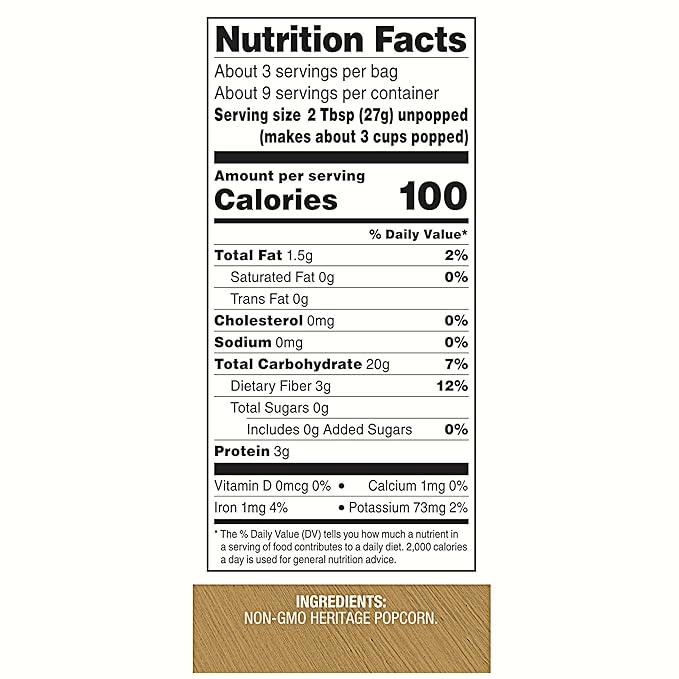 Black Jewell Gourmet Microwave Popcorn, Healthy Popcorn Snack, No Salt No Oil, 8.7 Ounces (Pack of 1)
