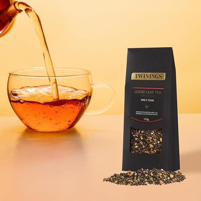 Twinings Spicy Chai Loose Leaf Black Tea, 4.41 Ounce (125g) Pouch, Caffeinated, Enjoy Hot or Iced