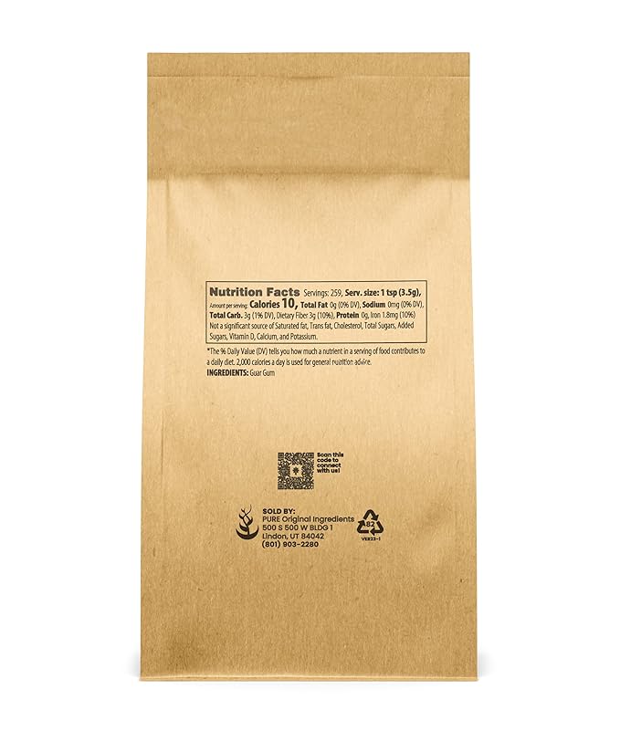Pure Original Ingredients Guar Gum (2lb) From Guar Beans, Food Grade, Gluten Free