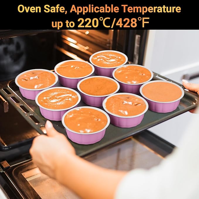 Beasea Disposable Baking Cups, 8oz 200 Pack Aluminum Ramekins Foil Baking Cups 3.9" Cupcake Aluminum Mini Baking Cups for Party - Cherry Blossoms Pink