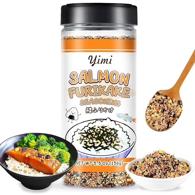 Yimi Salmon Furikake Seasoning, Rice Topping, Multi-Purpose Japanese Seasoning, No Additives or Artificial Colors, Ideal for Rice, Sushi, Salad, 5.5Oz