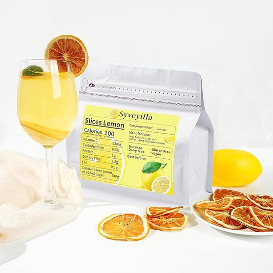 Dried Lemon Slices,Dehydrated Lemon Slices 8.82oz/250g Perfect for Cocktails,Fruit Tea, Garland, Crafts and Baking Sweet Wheels for Garnish, 100% Natural No Additives No Added Sugar