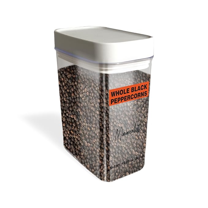 Minimalist Whole Black Peppercorns, 12.8 oz, Pepper Mill & Grinder Refill, Garnish, Reusable Packaging